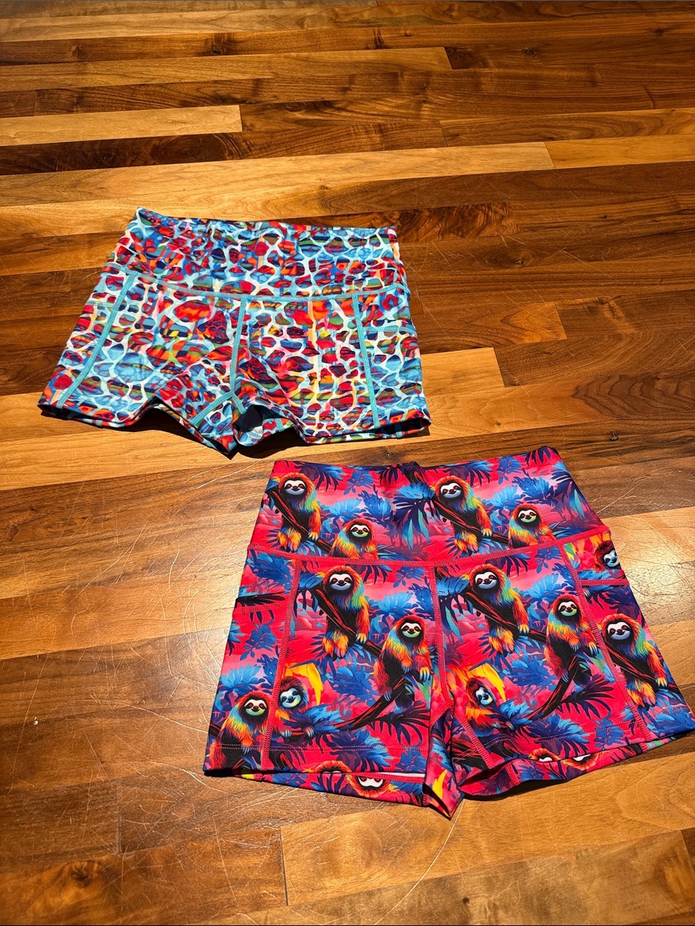 CVG Colorful Tropical Abstract Print Active Shorts